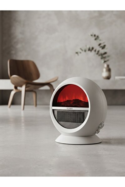 Aura Akse Şömine Efektli Elektrikli Isıtıcı Fan | Gerçekçi Alev Görünümlü, Sessiz DC Motor, 2 Kademeli Güç (1000W / 2000W), Otomatik Sıcaklık Kontrolü ve Güvenli Tasarım