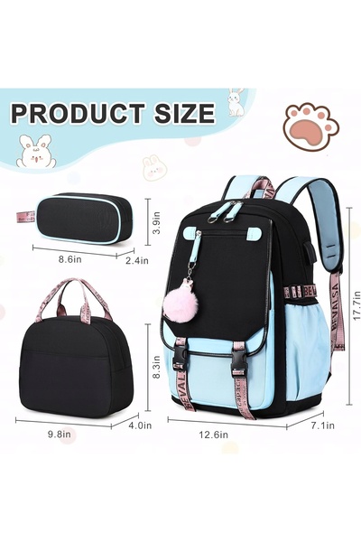 NO BRAND Rucsac școlar cu geantă de prânz Urban Traveler, ideal pentru călătorii