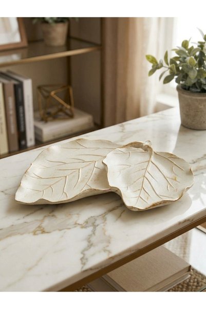 Nakkaş Home Collection Dekoratif Çift Yaprak Sunum Tabağı & Masa Üstü Obje - ...