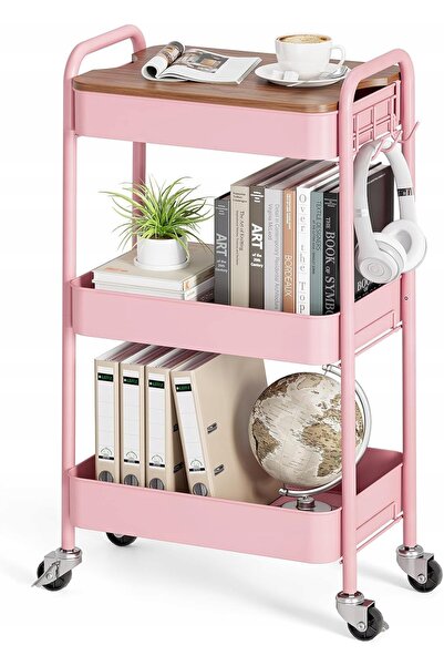 NO BRAND Cărucior rulant cu 3 niveluri, raft mobil de depozitare, organizator...