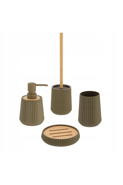 NO BRAND SET DE BAIE WC 4 ELEMENTE SET COMPLET DE BAIE ACCESORII verde PERIE
