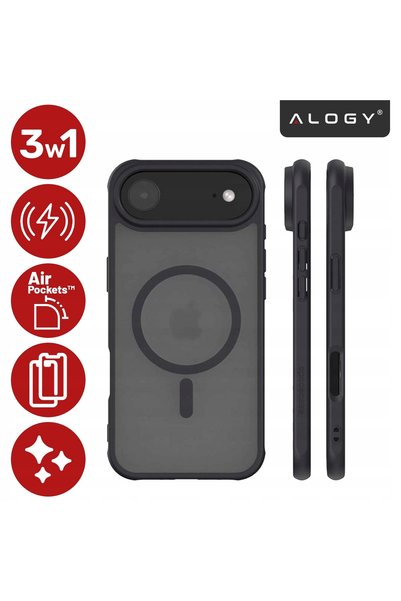 ALOGY Set 3-în-1: husă hibridă MagSafe + 2 x sticlă temperată pentru Apple iP...