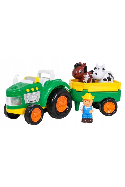 Ramiz Set colorat cu tractor interactiv și remorcă, fermier, animale și figurine