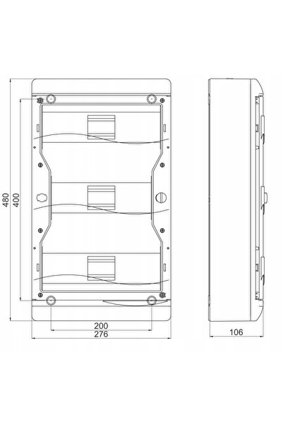 Tarel Tablou de distribuție electrică aparent cu 37 de module, IP40, N+P, NAKLO