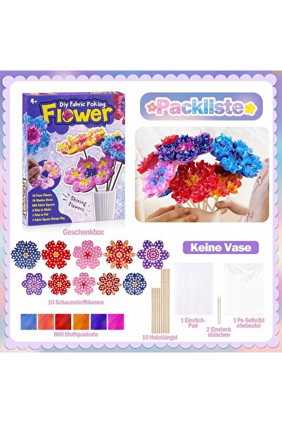 NO BRAND Set DIY cu 10 flori colorate de lipit, ideal pentru copii.