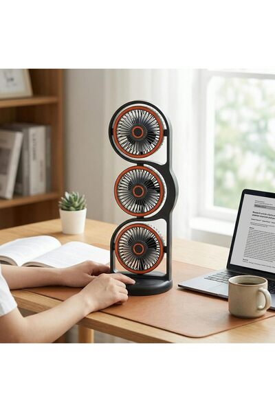 OEM Ventilator de birou cu 3 capete, rotație la 360 de grade, reîncărcabil pr...