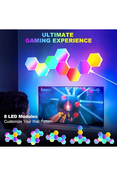 NO BRAND 8 bucăți Lumină de perete LED RGB, Panou luminos hexagonal, Lumină c...