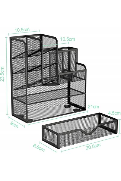 NO BRAND Organizator de birou elegant, din plasă metalică, cu sertar, rezistent.