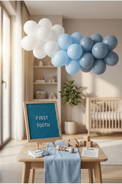 Partixa Teething Wheat Baby Boy Decoration Classic Set Blue Felt Letter Board...