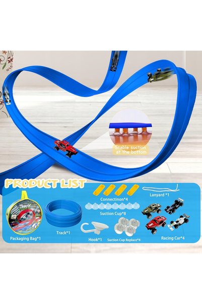 NO BRAND Parcare auto DIY pentru copii, 4M, retractabilă și pliabilă, cu 4 ma...