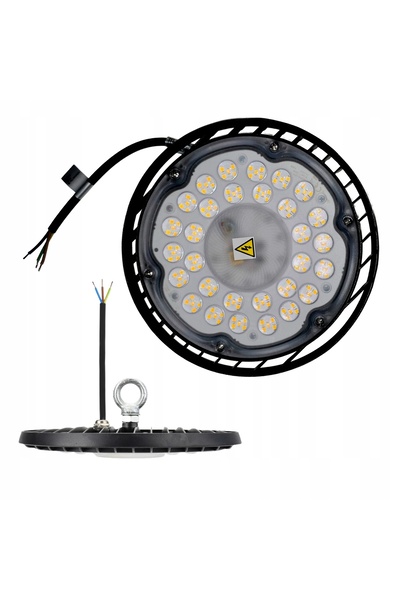 NO BRAND Lumină LED High Bay 100W 11550lm 4000K IP65 neagră pentru depozite ș...