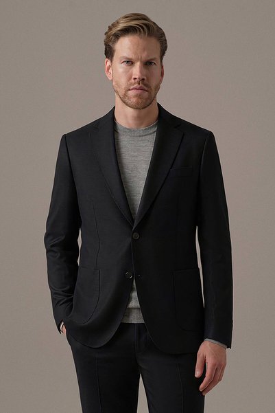 Hemington İtalyan Yün Kaşmir Koyu Siyah Blazer Ceket