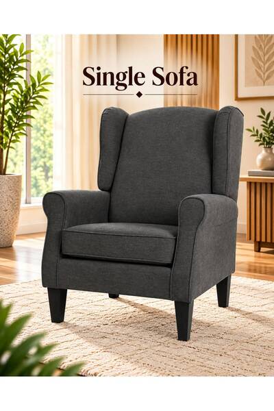 TrentonGCC Modern Single Sofa Armchair with Rounded Backrest, Wide Cushioned ...