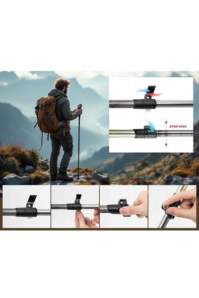 Qunature Bețe de trekking 3 secțiuni 2 bucăți ALU 62-135cm 600086002 VERDE