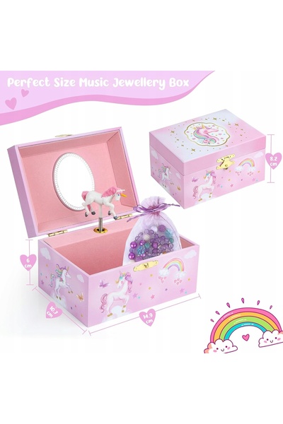 NO BRAND CUTIUȚĂ CU SERTAR, OGLINDĂ ȘI MEUZICĂ, ELEGANTĂ, CU UNICORN