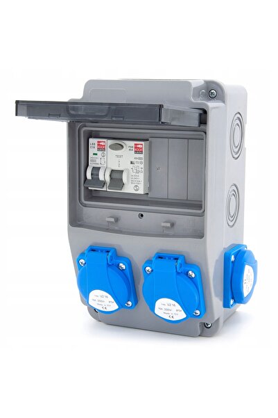 ELS Elektrotechnika Adaptor de siguranță C16 4 prize cu împrejmuitor diferenț...