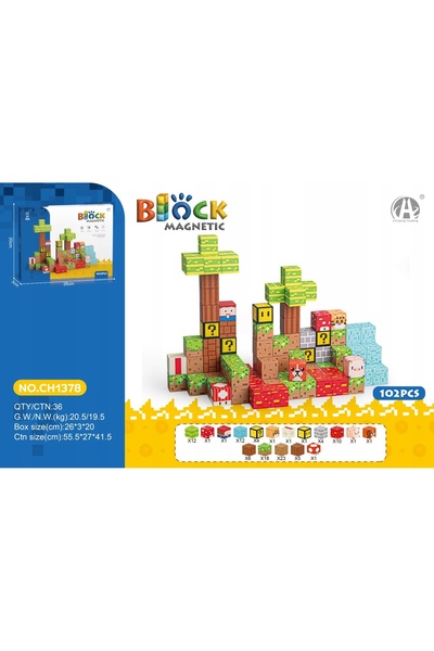 NO BRAND Set de cuburi magnetice, 102 piese