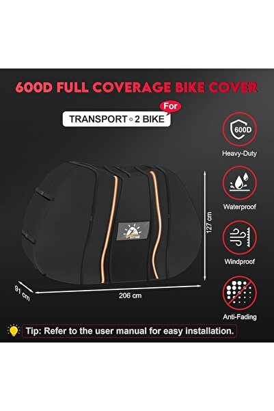 NO BRAND Husă de transport pentru 2 biciclete, din material Oxford 600D, impe...