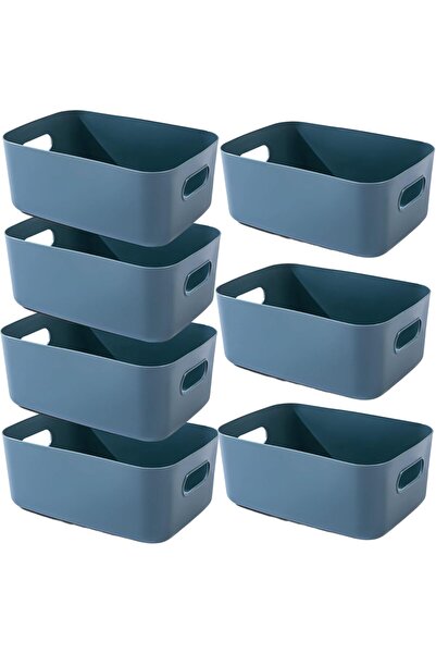 NO BRAND COȘURI DE PLASTIC CU MÂNERE, SET DE 7, ALBASTRE, 20x15x7, PENTRU BAIE