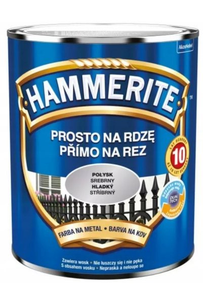 Hammerite Vopsea PROSTO Rugină pentru Metal Argintiu Lucios 2.5L