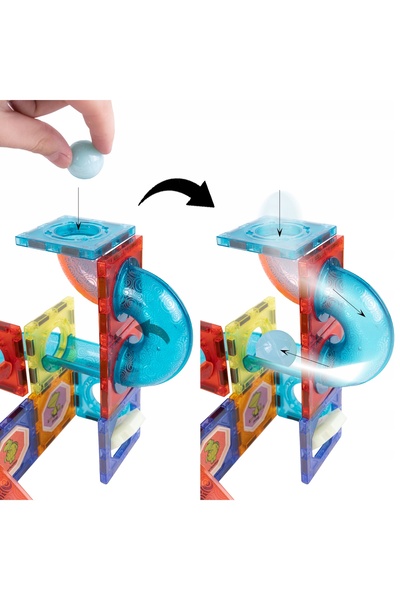 kinderplay Blocuri magnetice Jucării de construcție Pistă luminoasă cu bile p...