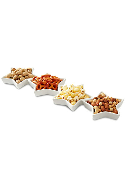 Excellent Houseware Farfurie pentru gustări din porțelan alb cu stele, 30x8.5 cm