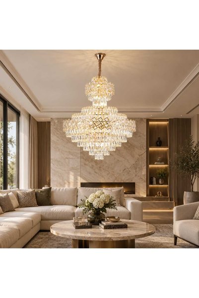 RFAN Chandelier RFAN, Model WL230/800*1100, Crystal Texture, Metal, 22 X E27,...