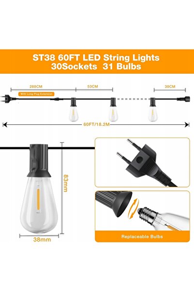 NO BRAND Lumini LED cu energie solară, ghirlande luminoase, ghirlandă, ghivec...