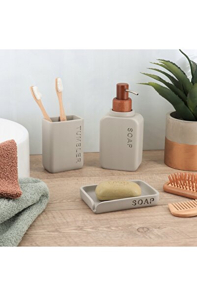 NO BRAND SET DE BAIE 4 EL SALVA BEIGE savonieră dozator perie pentru vasul de...