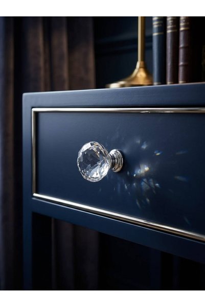 Yc Dekor Crystal Transparent Chrome Button Handle Luxury Country Kitchen Furniture Cabinet Drawer Handle 20 mm Diameter