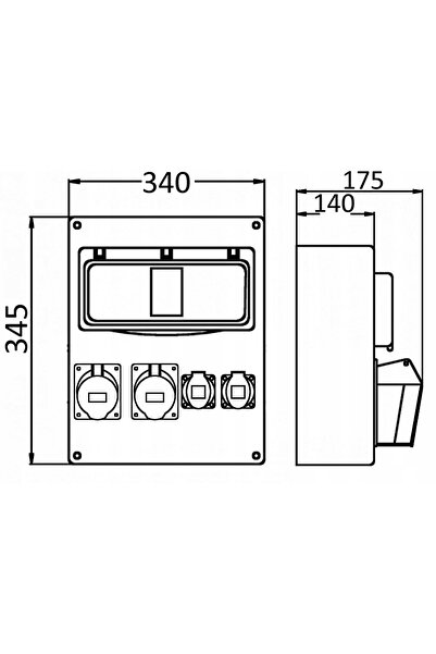VIPLAST Cutie de distribuție aparentă cu 17 module, cu 2 prize 32/5A și 2 pri...