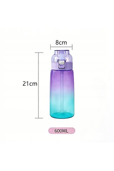 NO BRAND Sticlă de 600ml de apă aromatizată cu pai - 7 arome de fructe Ring
