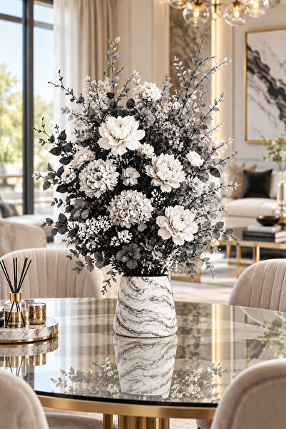 betonmall Ghiveci din beton Vază decorativă cu flori artificiale 20 cm Ghivec...