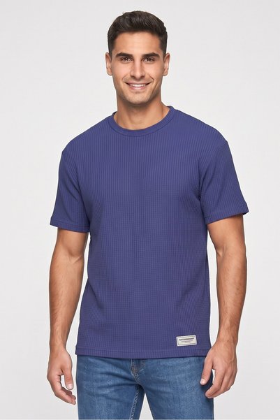 The Giving Movement Men Oversized Fit Short Sleeve Brand Logo T-Shirt, Dark Blue