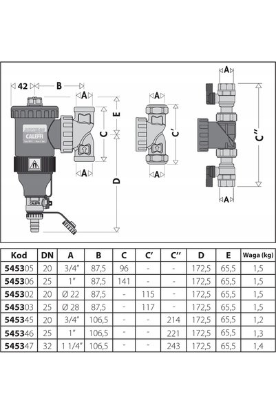 CALEFFI Filtru magnetic. Separator DIRTMAG Ø 22 conexiuni