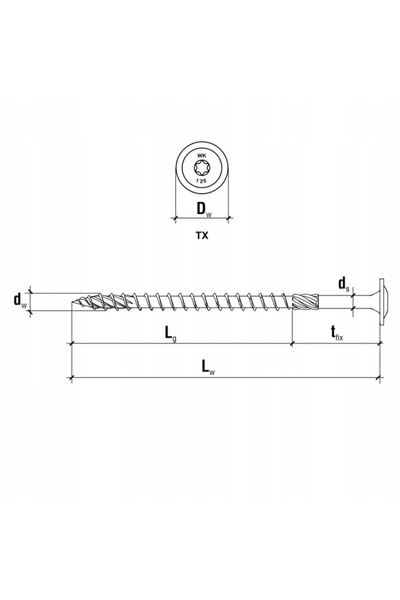 Klimas Wkret-Met Șurub pentru lemn cu cap cu șaibă și locaș TX 6x300 mm 100 b...