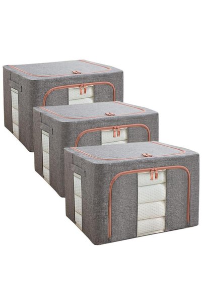 OEM Set de 3 cutii de depozitare pliabile cu fermoar și fereastră, 24L + 66L ...