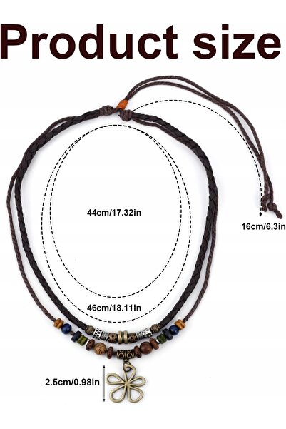 NO BRAND Colier din lemn stratificat, tribal, hippie, cu flori, pentru femei ...
