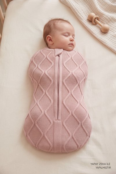 VAUVA Knitwear Baby Swaddle Sleeping Bag - Knitted Zippered Newborn Swaddle J...