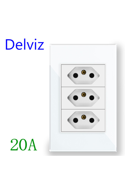 Choice1 110-250V White (20A) Delviz Brazil Standard Socket, 120mm*72mm Crysta...