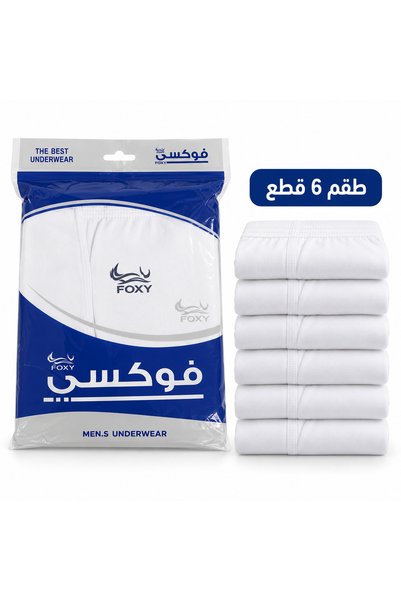 Generic Brand طقم 6 هافات رجالية فوكسي أبيض مريح للاستخدام اليومي – FOXY