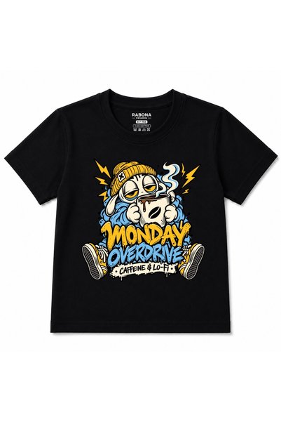 Rabona Fashion Monday Overdrive Sleepy Bunny Caffeine & Lo-Fi Graphic Kids T-...