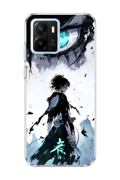 lelia حافظة هاتف شفافة متوافقة مع Vivo Y15S مطبوعة بتصميم عين أنمي باللون الف...
