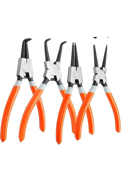 StepCo ® 4’lü Segman Pensesi Seti – İç Dış Düz ve Açılı Sekman Pensesi, 7” Profesyonel Segman Sökme Takma P