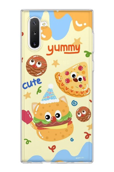lelia Samsung Galaxy Note 10 Compatible Cute Hamburger Pizza Printed Transpar...