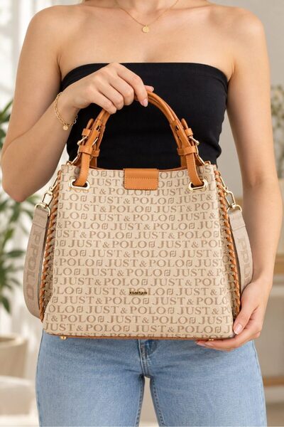 Just Polo Women's Monogram Printed Hand and Shoulder Bag Suitable for Daily U...