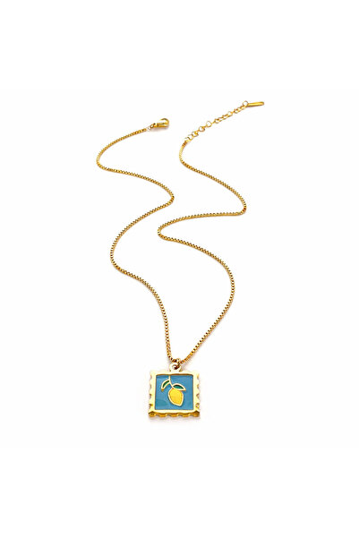 YVA Jewelry Charm din oțel inoxidabil placat cu aur, rezistent la apă, „Limonă”