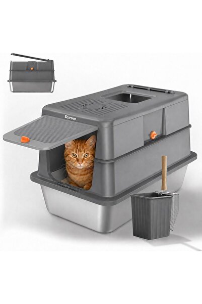 Martin Velo Sport Litieră pentru Pisici Portocal 50L, Închisă cu Capac, 58 x ...