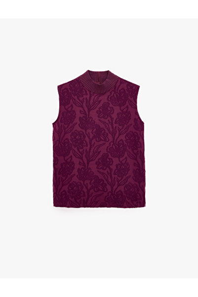 Koton Slim Fit Dik Yaka Kolsuz Çiçek Desenli Bluz