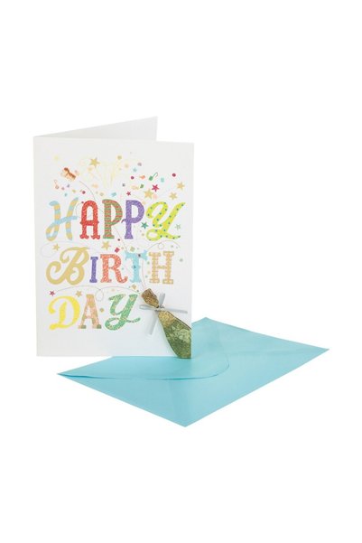 OEM Felicitare Zi de Nastere Albă cu Sticla 3D Funda Confetti "Happy Birthday...